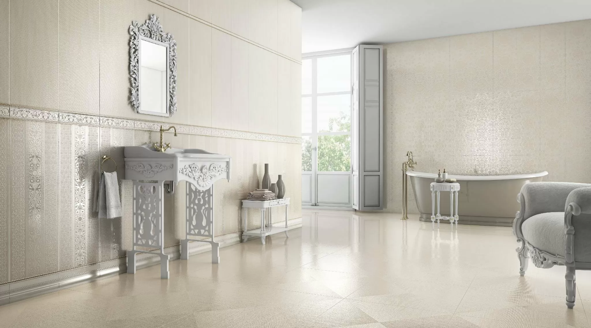 Плитка Pav. Base Lined Ivory 60x60