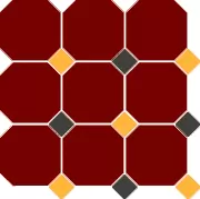 Керамогранит 4420 OCT21+14-B Brick Red OCTAGON 20/Ochre Yellow 21 + Black 14 Dots 30x30