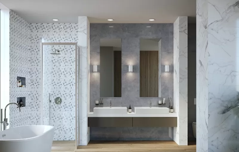 Керамогранит 16881 Flow белый ректификат 44,8x89,8