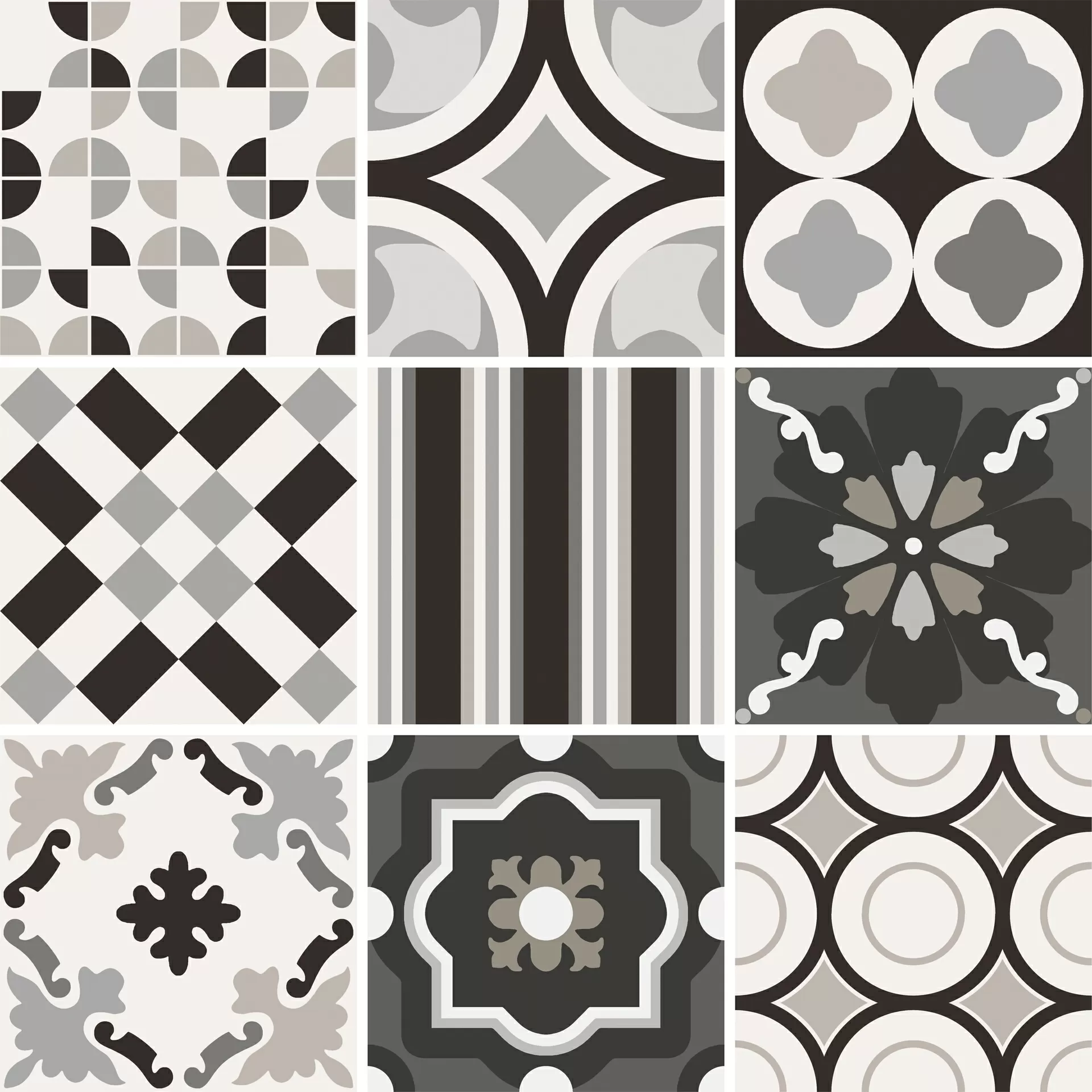 Керамогранит Patchwork black&white Mix 20x20
