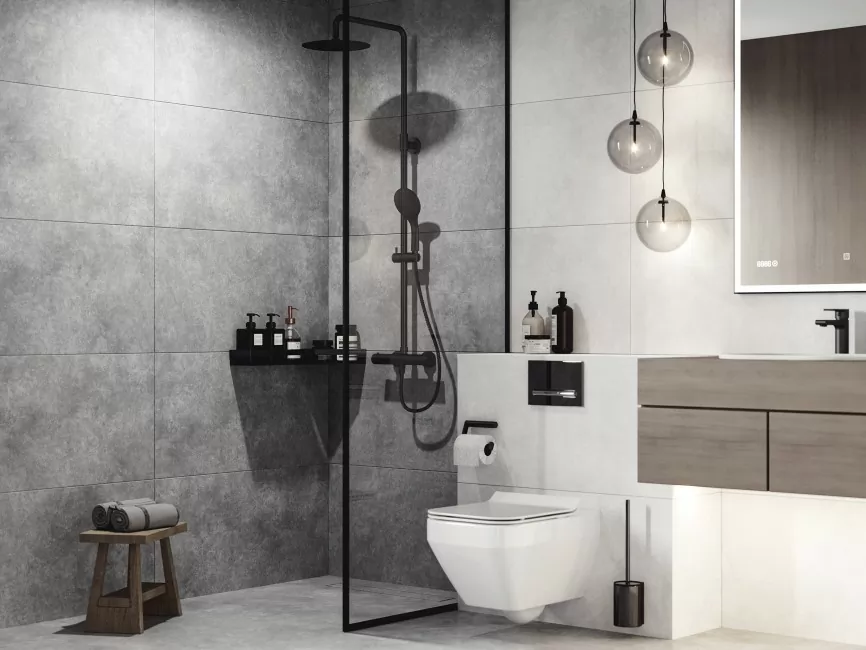 Керамогранит 16667 Ideal серый ректификат 44,8х89,8