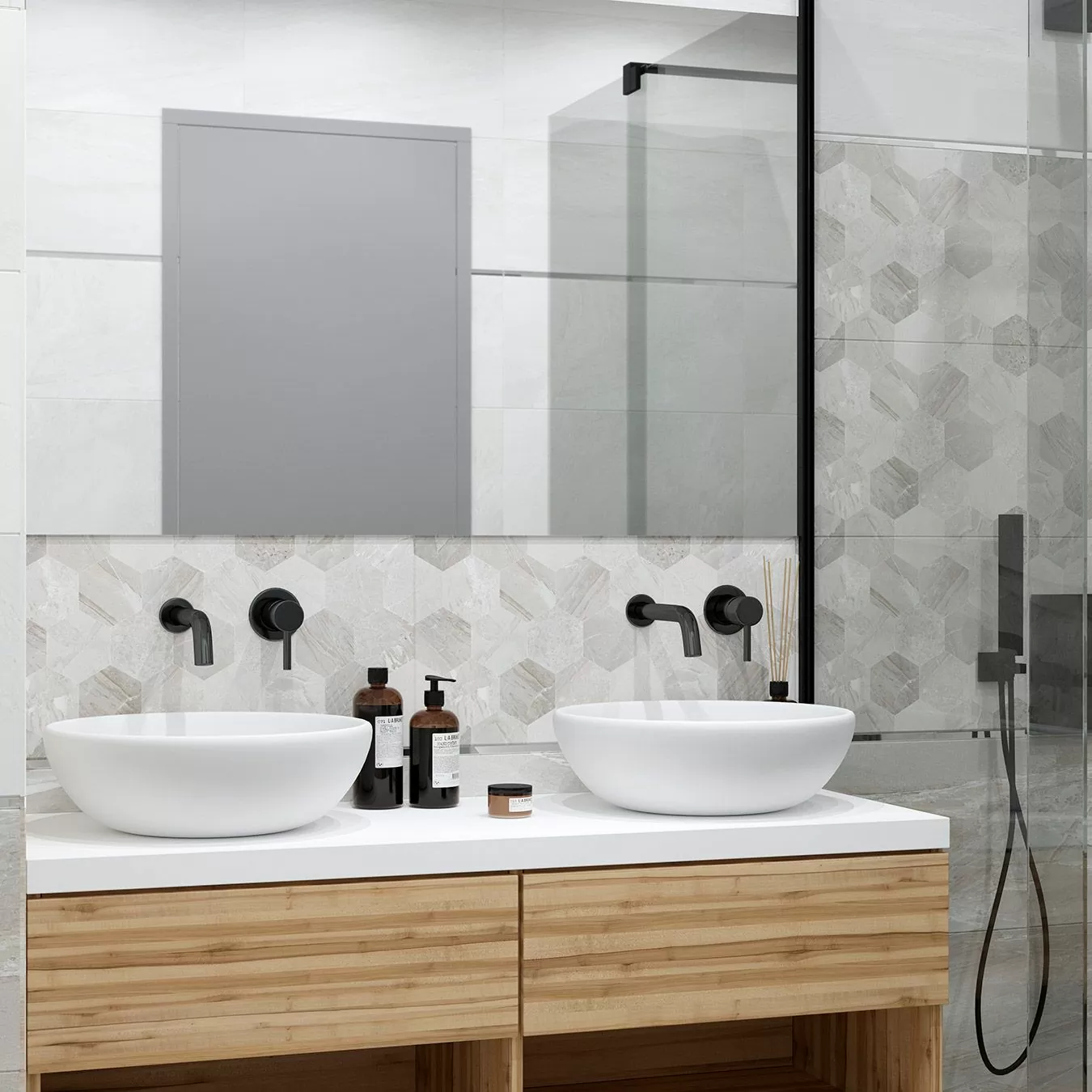 Плитка 351 Бордюр Eclipse Grey Центр 7x30