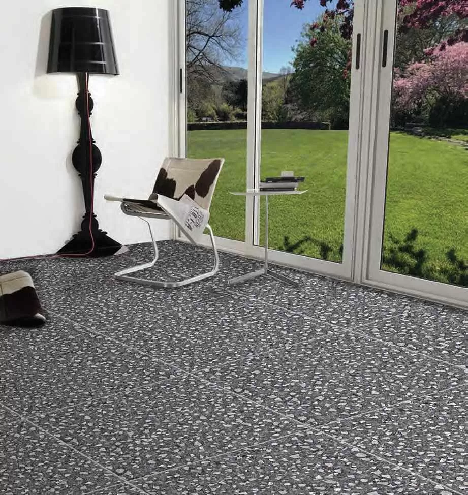 Керамогранит NR0379 Black Terrazzo черный матовый 600х600х10