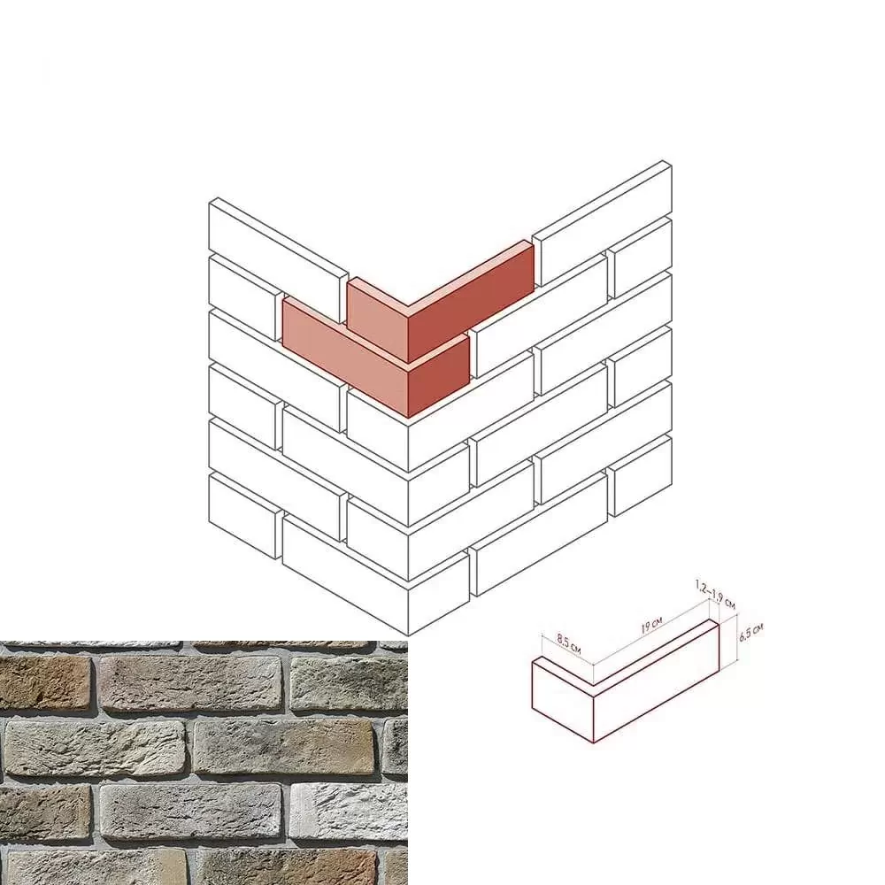 Искусственный камень 684-25 Ринн Брик Design угол 8.5x19x6.5