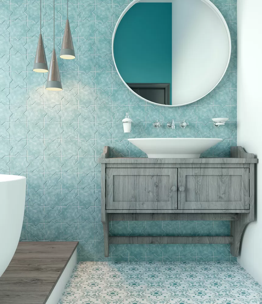 Керамогранит Becolors Star Dec. Stencil Electric Blue 13.25х13.25