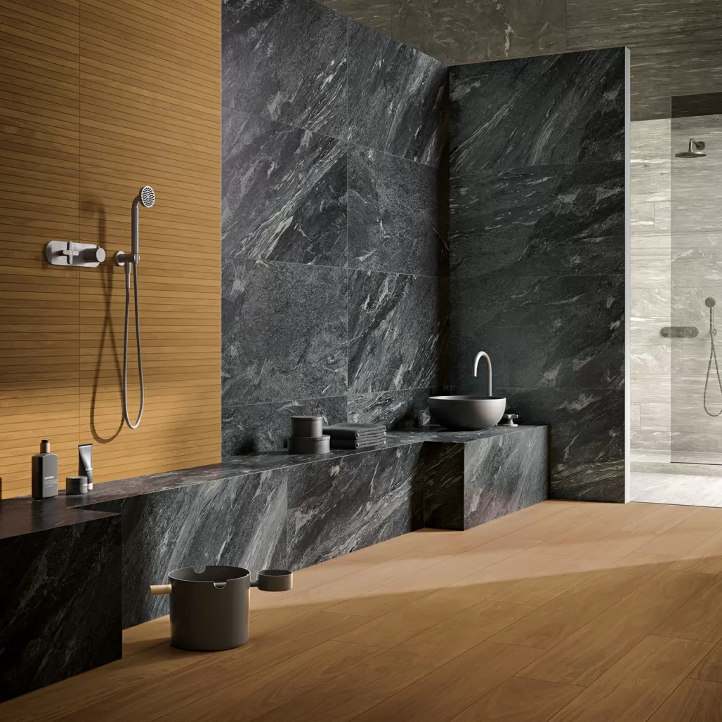 Керамогранит 610130004601 Skyfall Неро Смеральдо Плинтус Нат Рет 7,2x60