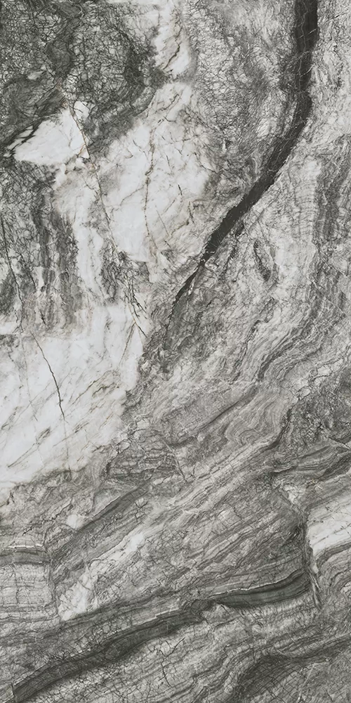 Керамогранит SG595902R Ониче белый чёрный обрезной лаппатированный 119.5*238.5