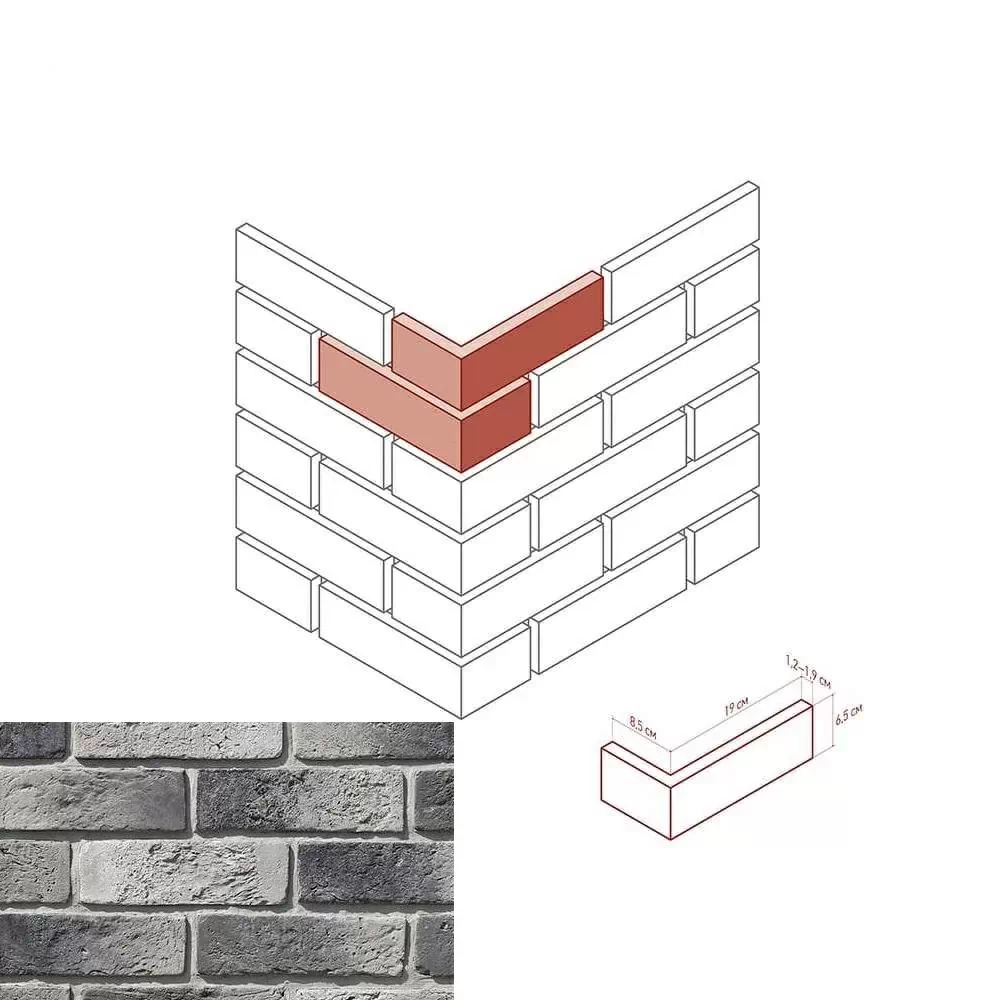 Искусственный камень 682-85 Ринн Брик Design угол 8.5x19x6.5