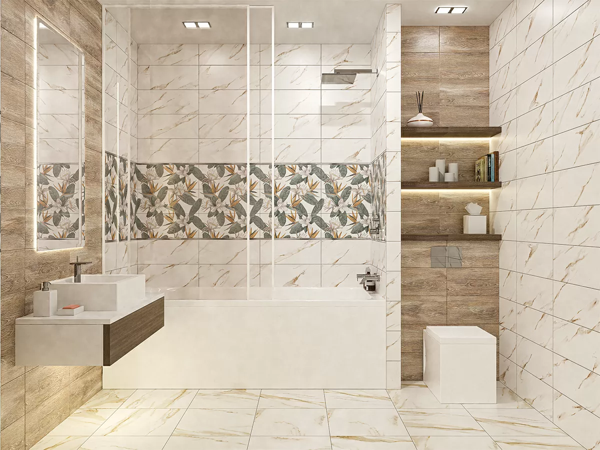Плитка Панно Calacatta Ivori Strelitzia 50,5*40,2