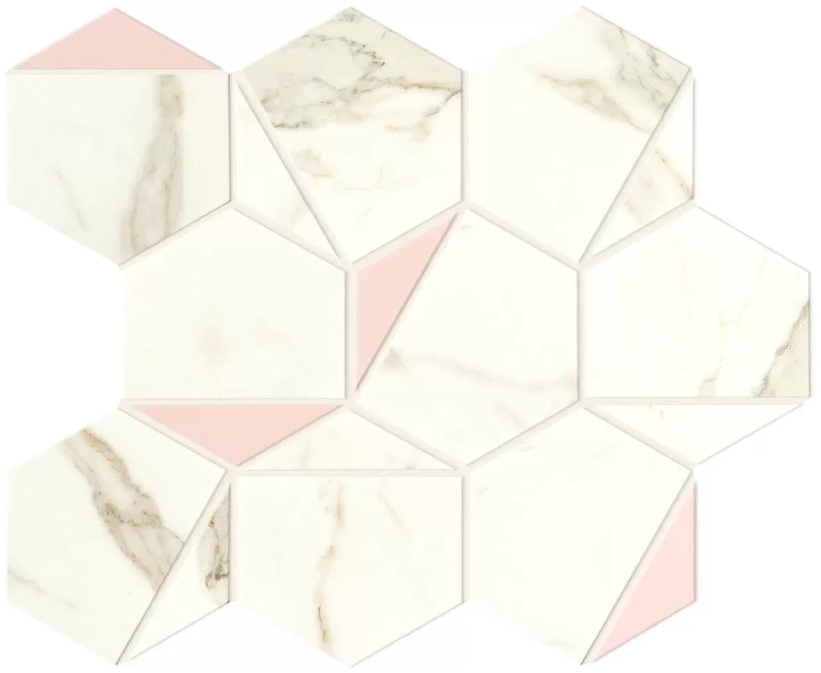 Мозаика A4WS Marvel Calacatta Prestigio Rose Hex Silk 25,1x29