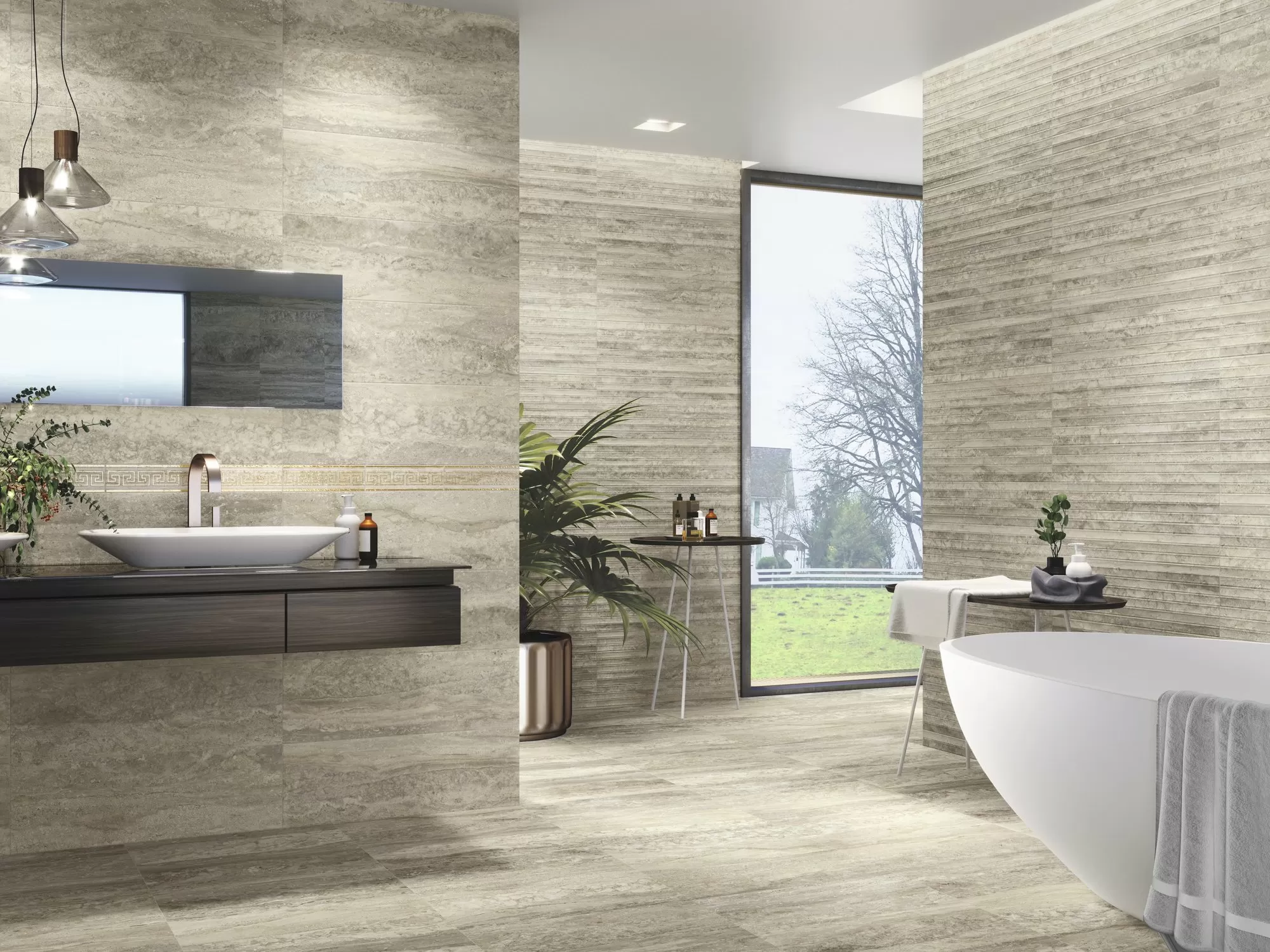 Плитка A036493 Moldura Travertino Matt Brescia 5x25