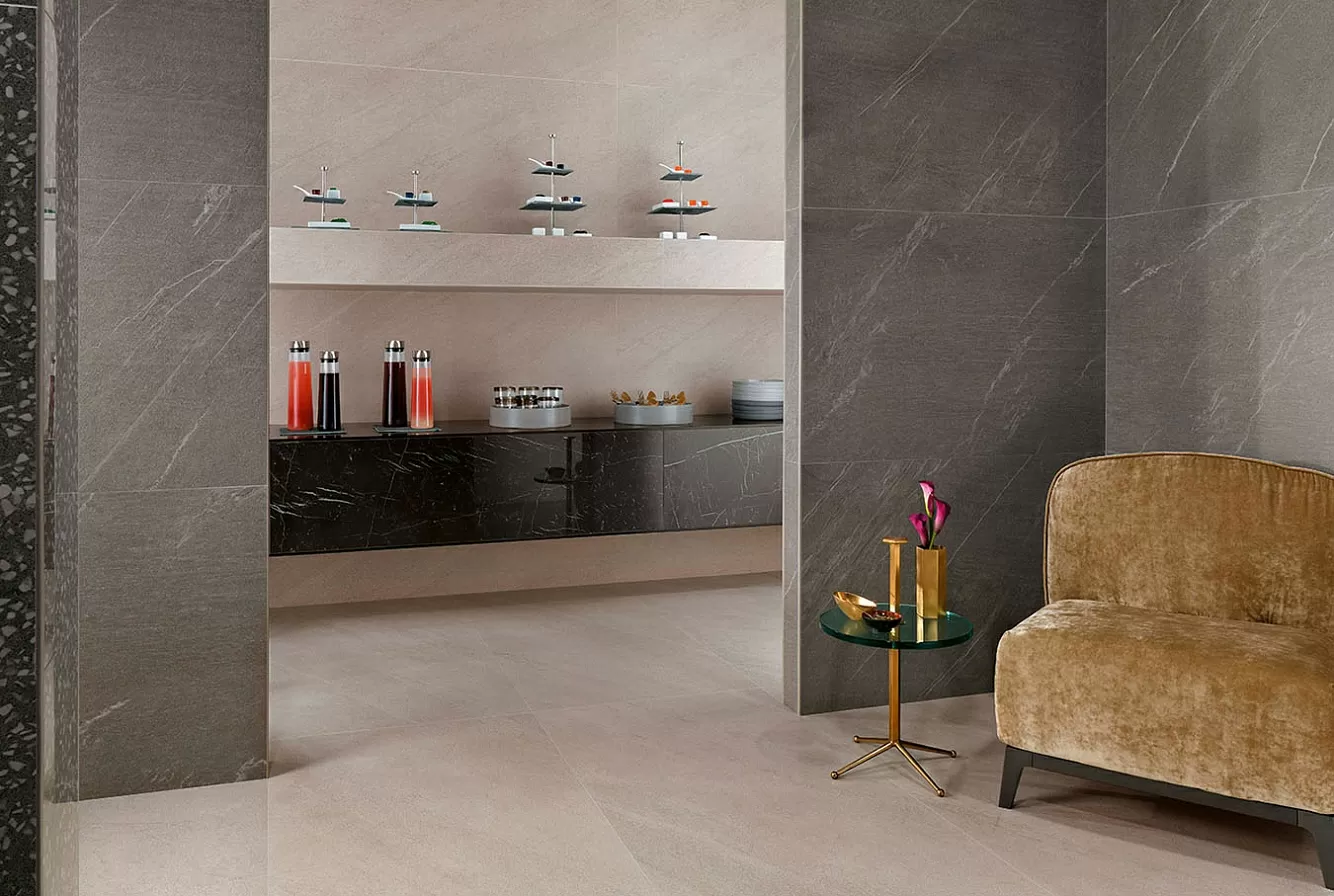 Керамогранит AS2M Marvel Stone Mosaico Esagono Geo Warm Lapp 25,4X35,2