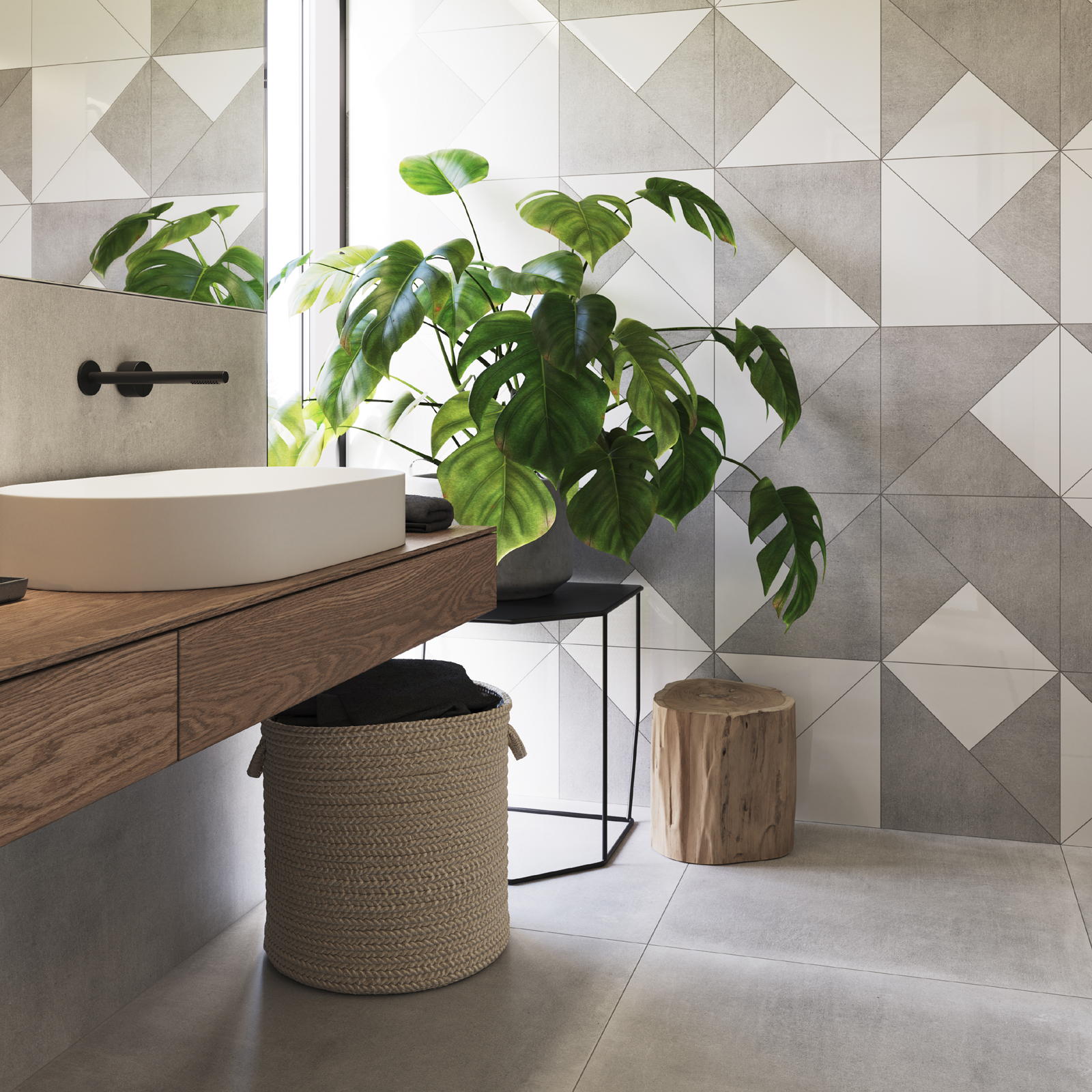 Плитка WDV42669 ROOF decor white-grey 40x40