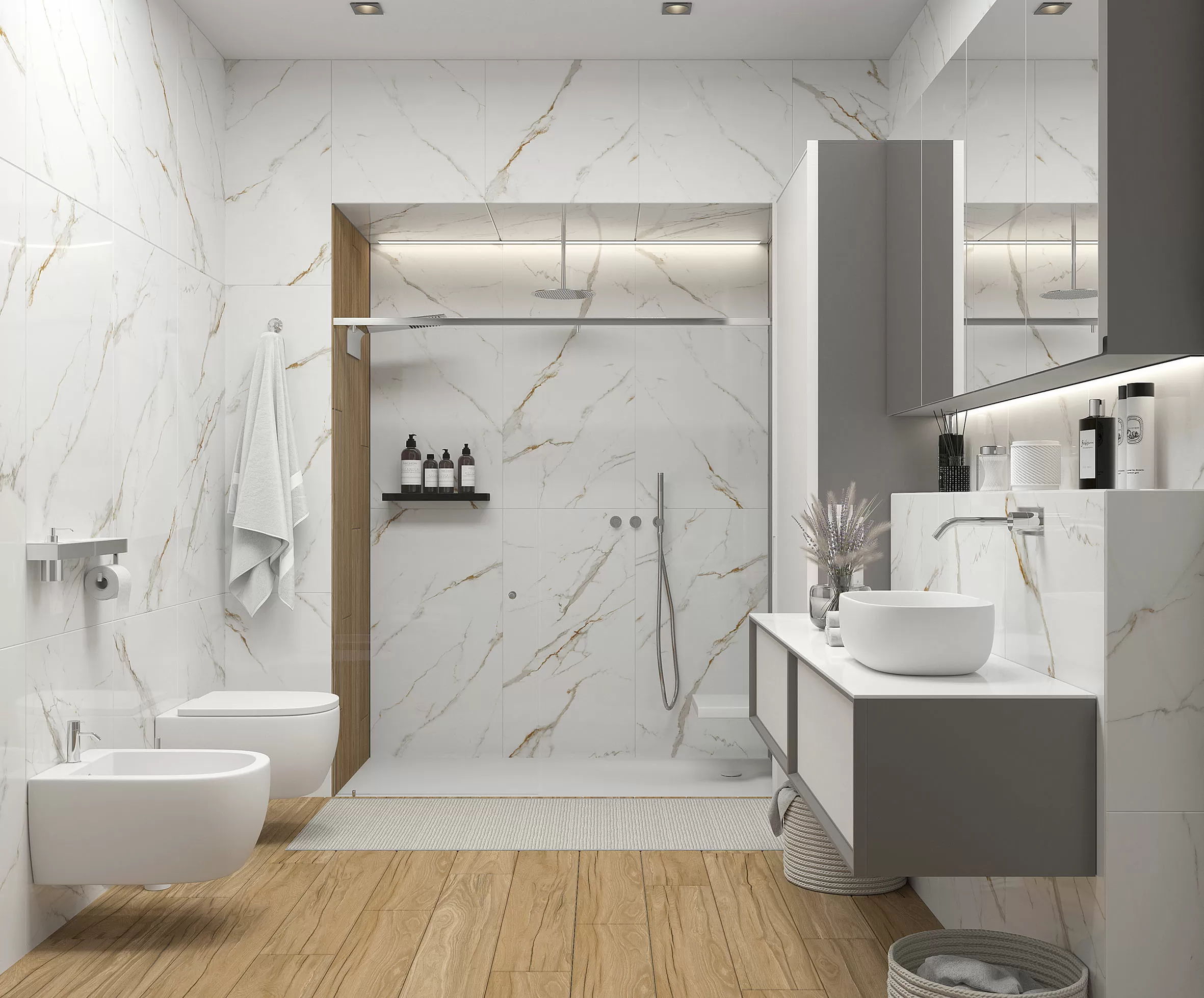 Керамогранит Venato Calacatta Gold белый сатинированный 60х60