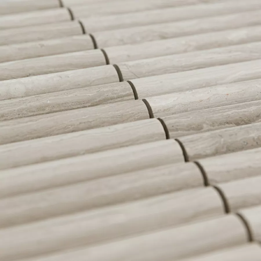 Мозаика PIX348 White Wooden, Convex матовая 20х151 300х305х12