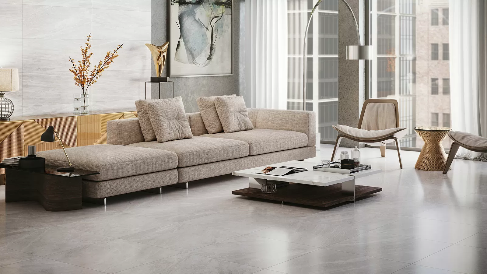 Плитка V30801131 Indic Cubic Marfil Nature 45x120