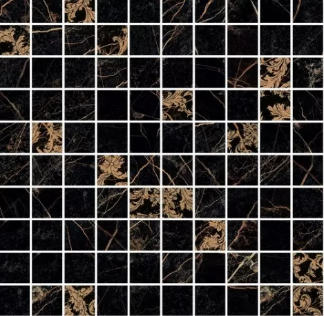 Керамогранит 240823 MOSAICS T100 DECORATO NERO 29,1x29,1
