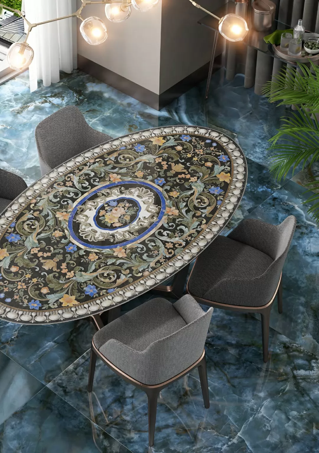 Керамогранит SG595222R Ониче зелёный светлый лаппатированный обрезной 119,5x238,5x0,9