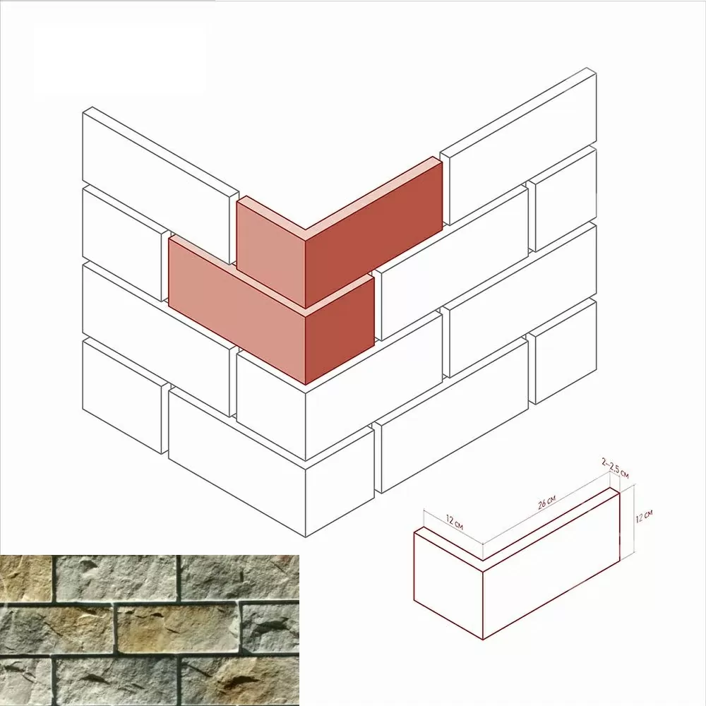 Искусственный камень 406-85 Йоркшир угол 12x26x12