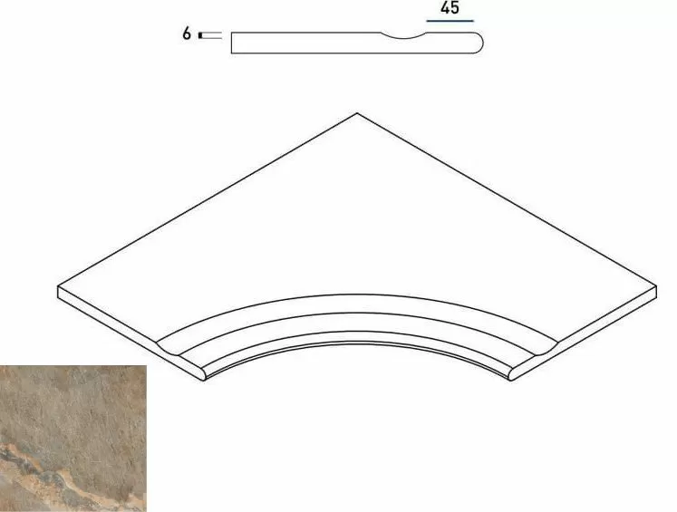 Керамогранит 620090000210 DARK BORDO SVASATO ANGOLARE ROUND 30 60x60