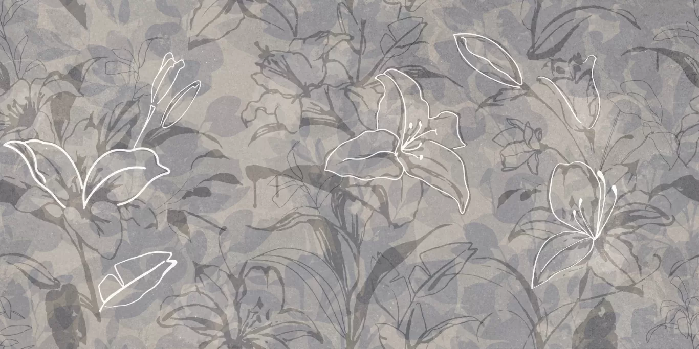 Керамогранит 17551 Floresta цветы синий ректификат 60x120