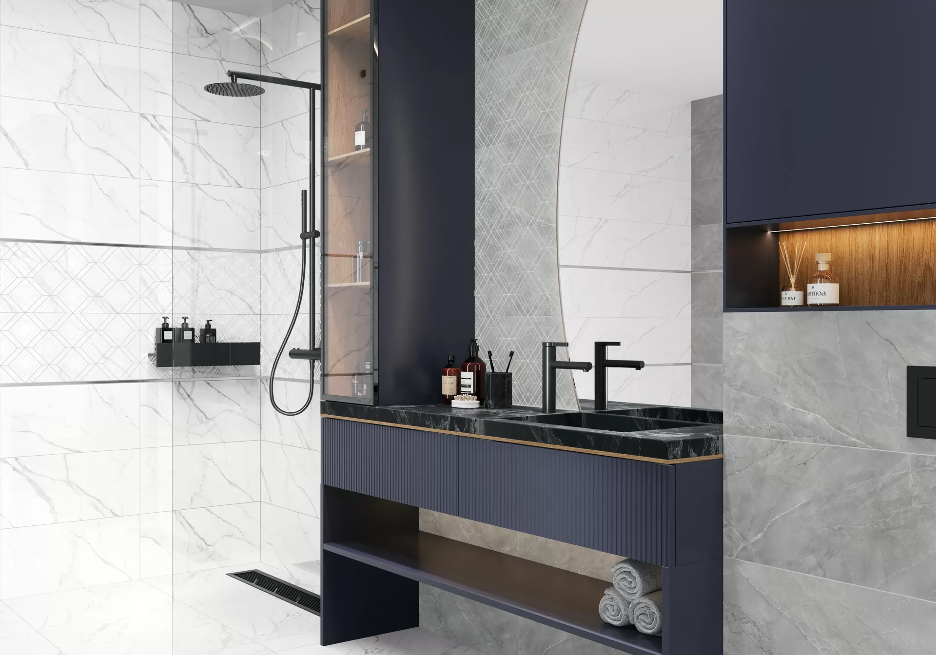 Плитка DW36LMM25 Lims Dark Rhomb Декор 300x600x9