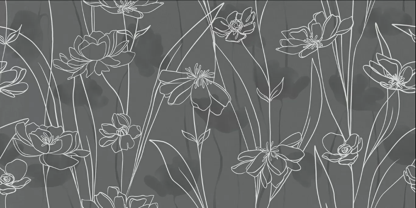 Керамогранит 17552 Floresta цветы серый ректификат 60x120