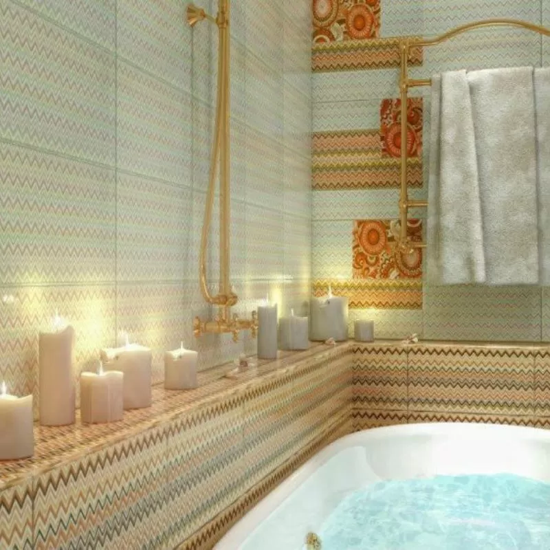 Керамогранит 758630 Твид золотой вставка 10х10