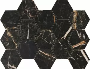 Мозаика MALLA HEX CR. LUX ILIRIA NERO 32,5x22,5