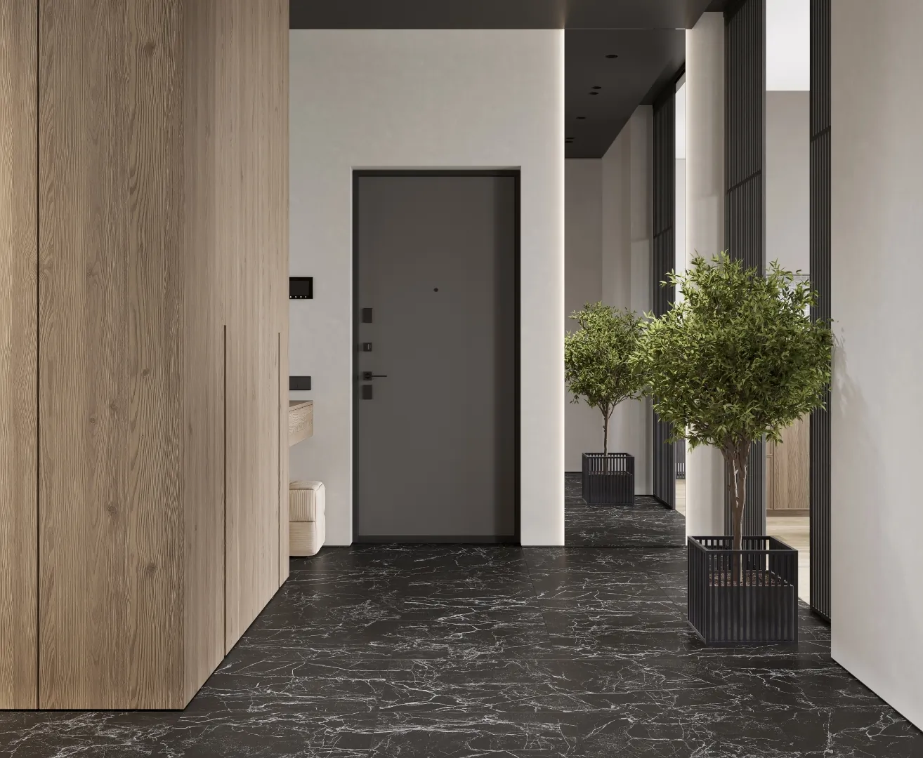 Керамогранит LP6012G0121R Intense Nero чёрный матовый карвинг 59,5х119,1