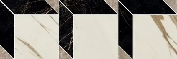 Керамогранит 240851 MOSAICS CUBE NERO-BIANCO-GRIGIO 19,5x58,5